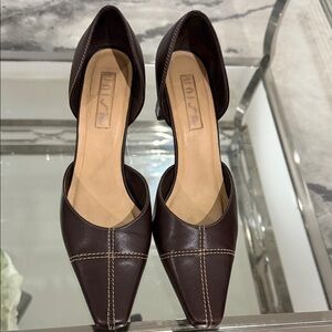 Unisa Dark Brown Leather short heel